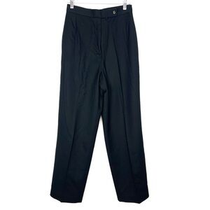 Vintage Halston Black Wool Straight Leg Trousers Pockets size 4